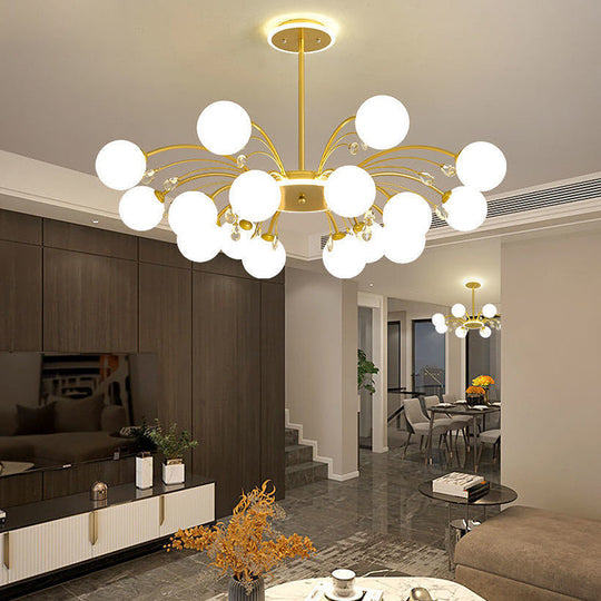 Modern Milk Glass Spherical Chandelier For Living Room Ceiling