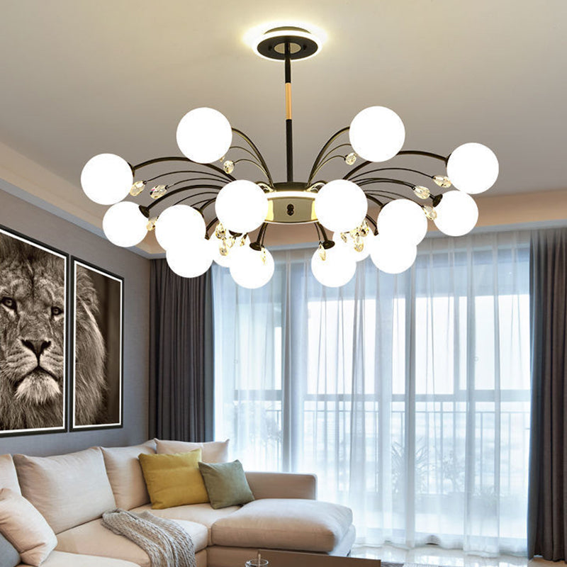 Modern Milk Glass Spherical Chandelier - Stylish Hanging Ceiling Lights for Living Room