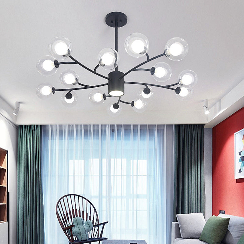Contemporary Clear Glass Globe Chandelier for Living Room Ceiling