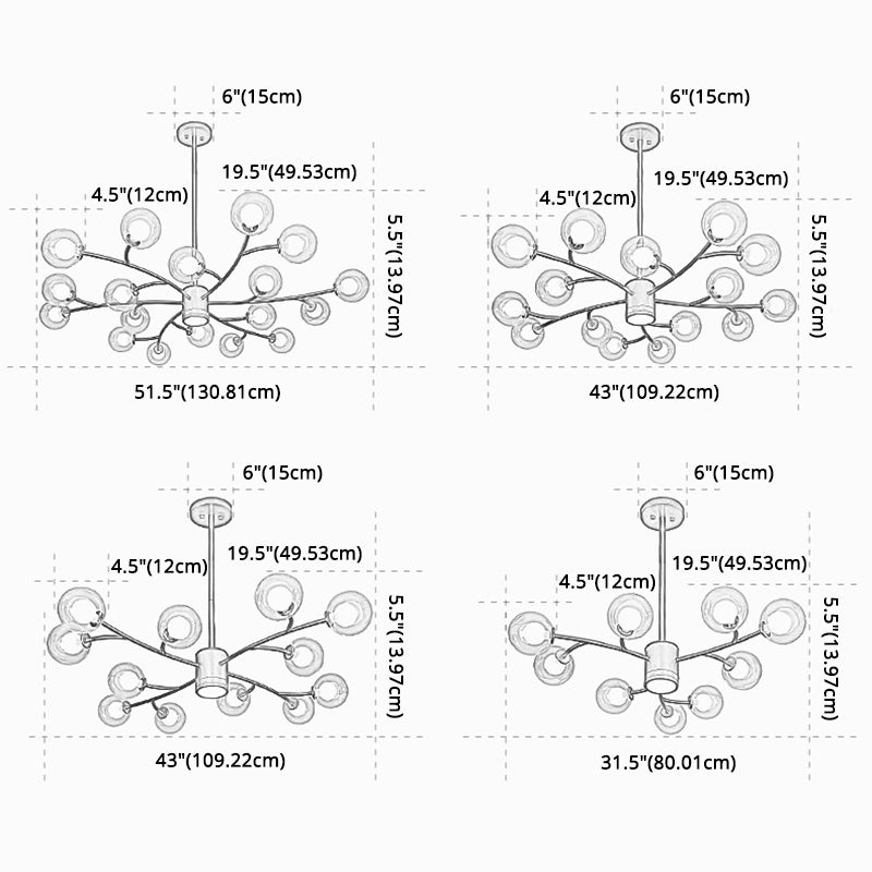 Contemporary Clear Glass Globe Chandelier for Living Room Ceiling