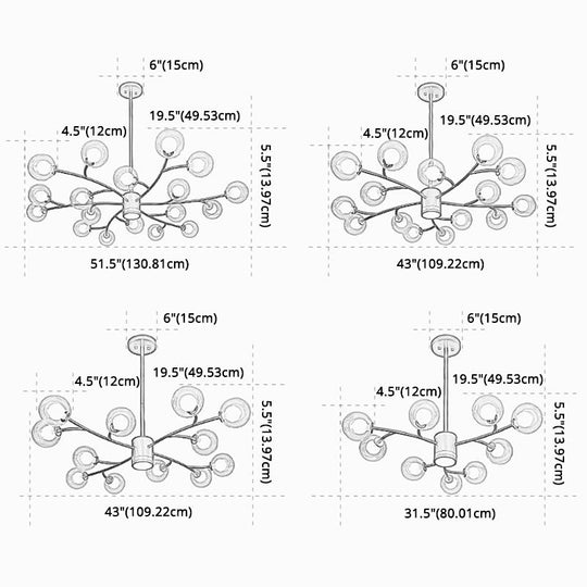 Ultra-Contemporary Globe Chandelier Pendant For Living Room With Clear Glass Ceiling Light