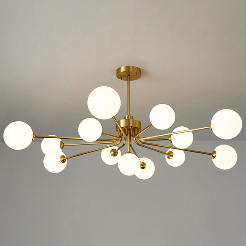 Ultra-Contemporary Milk Glass Balloon Ball Chandelier - Elegant Ceiling Lighting For Living Room 13