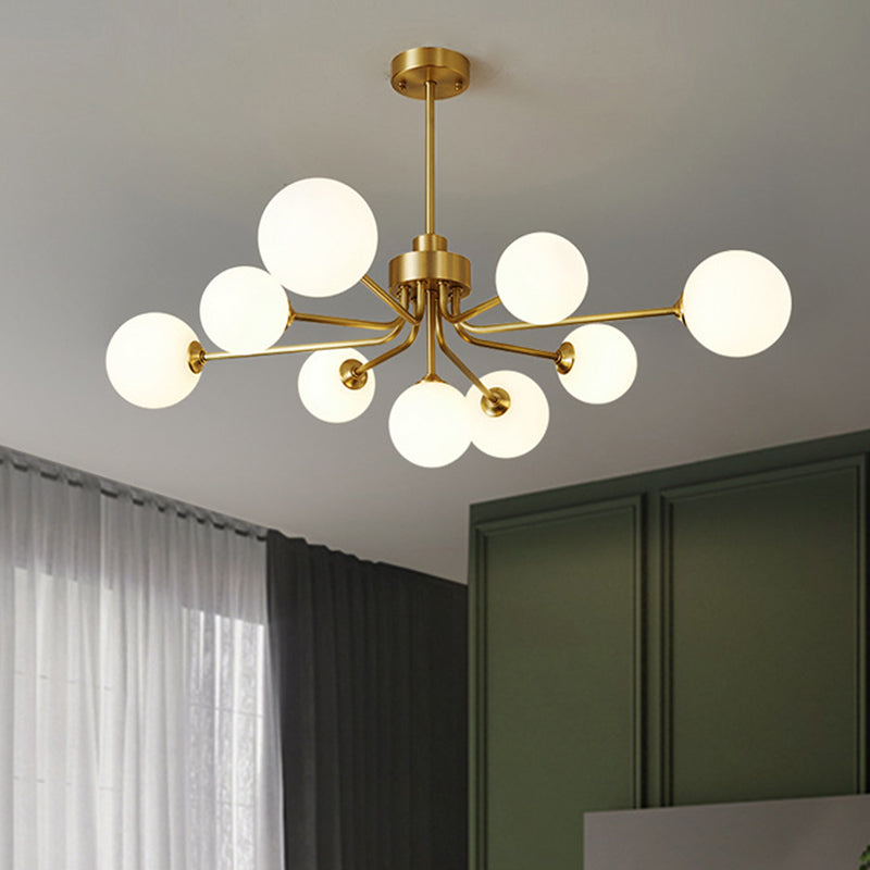 Ultra-Contemporary Milk Glass Balloon Ball Chandelier - Elegant Ceiling Lighting For Living Room
