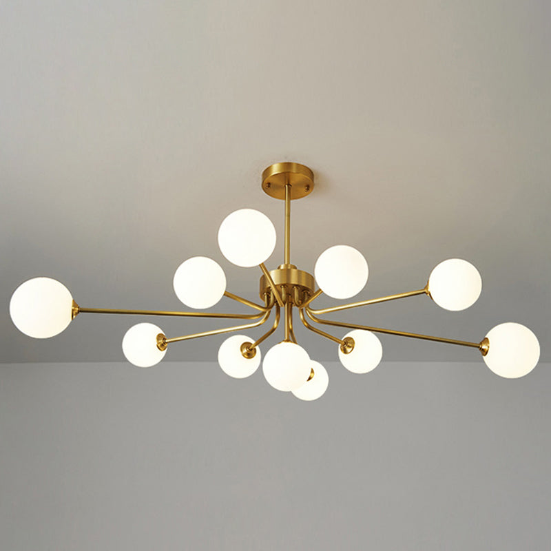 Ultra-Contemporary Milk Glass Balloon Ball Chandelier - Elegant Ceiling Lighting For Living Room 11