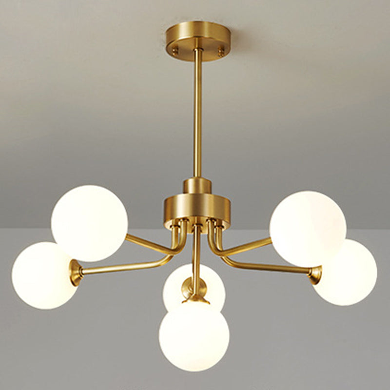 Ultra-Contemporary Milk Glass Balloon Ball Chandelier - Elegant Ceiling Lighting For Living Room 6 /