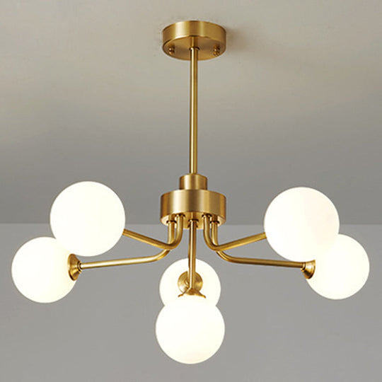 Ultra-Contemporary Milk Glass Balloon Ball Chandelier - Elegant Ceiling Lighting For Living Room 6 /
