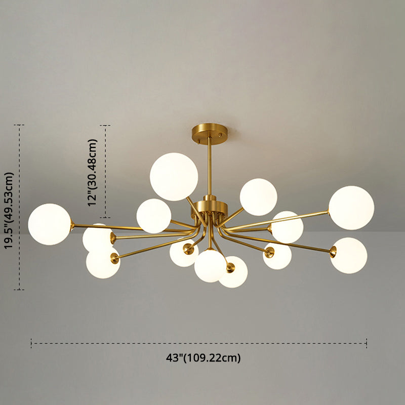 Ultra-Contemporary Milk Glass Balloon Ball Chandelier - Elegant Ceiling Lighting For Living Room