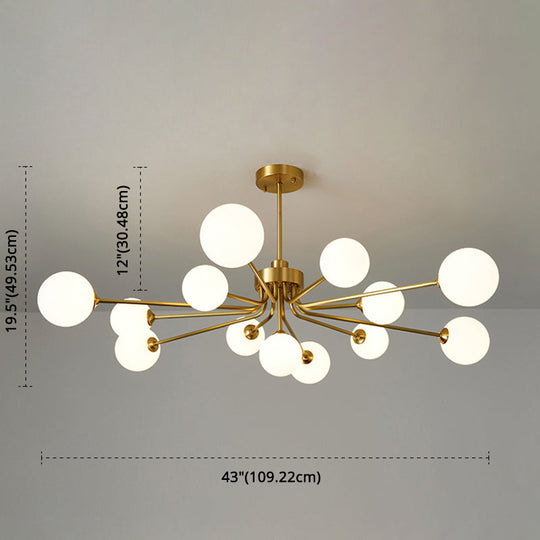 Ultra-Contemporary Milk Glass Balloon Ball Chandelier - Elegant Ceiling Lighting For Living Room