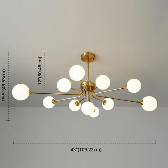 Ultra-Contemporary Milk Glass Balloon Ball Chandelier - Elegant Ceiling Lighting For Living Room