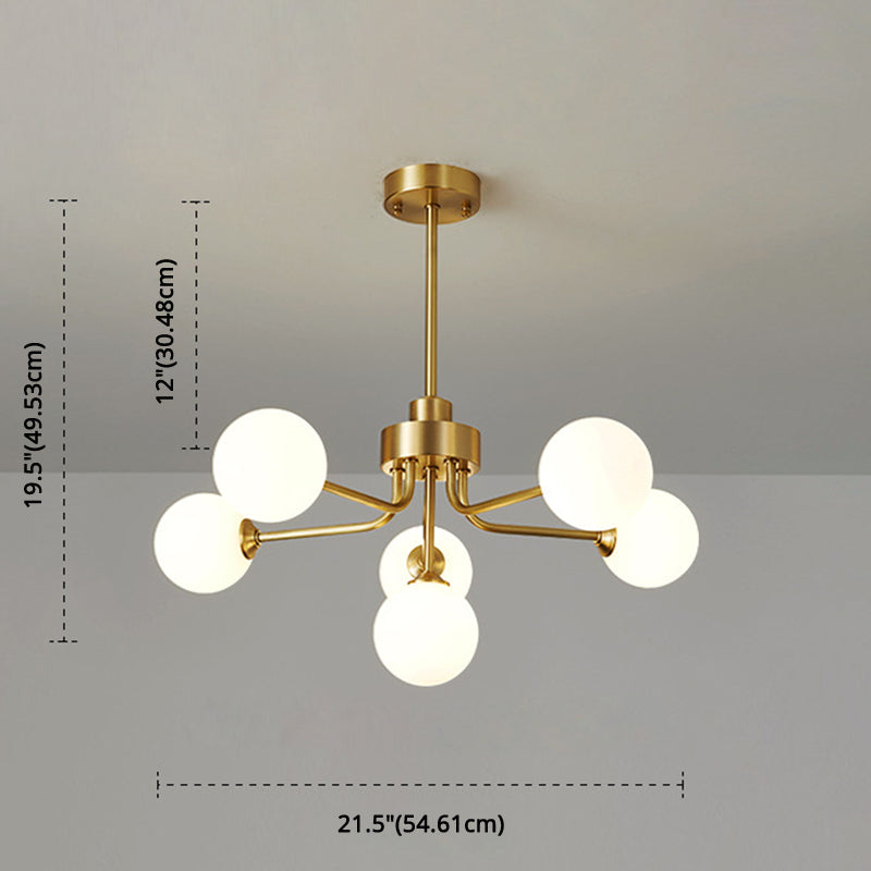Ultra-Contemporary Milk Glass Balloon Ball Chandelier - Elegant Ceiling Lighting For Living Room