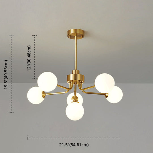 Ultra-Contemporary Milk Glass Balloon Ball Chandelier - Elegant Ceiling Lighting For Living Room