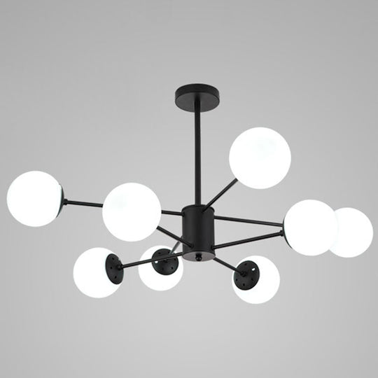 Contemporary Glass Chandelier Light For Living Room Ceiling 8 / Black Without Spot
