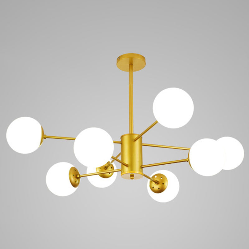 Contemporary Glass Chandelier Light For Living Room Ceiling 8 / Gold Without Spot