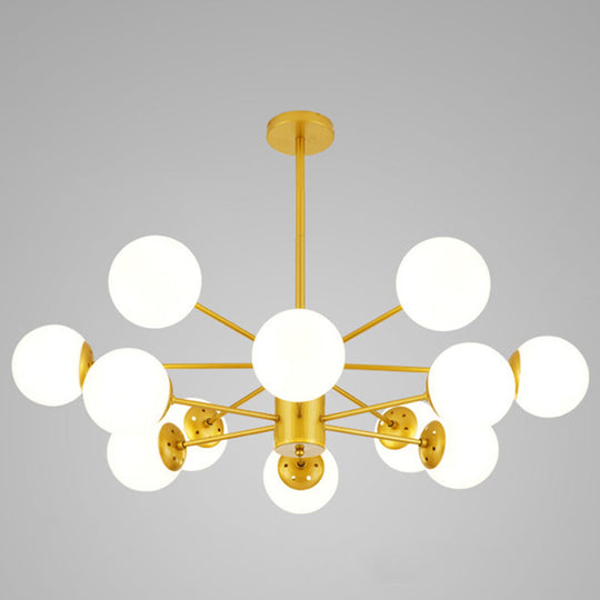 Contemporary Glass Chandelier Light For Living Room Ceiling 12 / Gold Without Spot