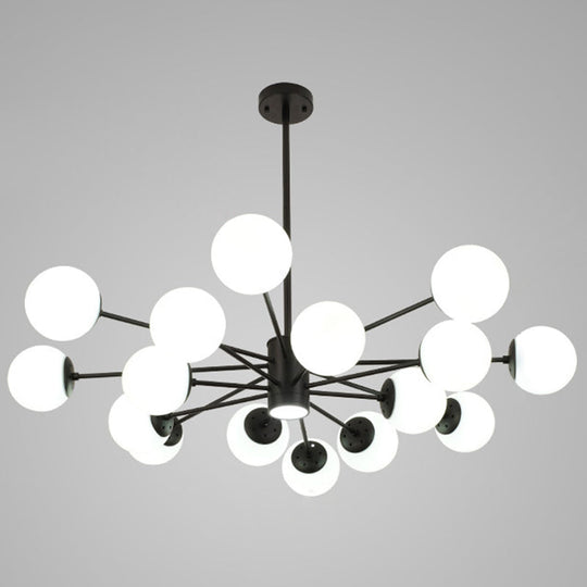 Contemporary Glass Chandelier Light For Living Room Ceiling 16 / Black With Spot