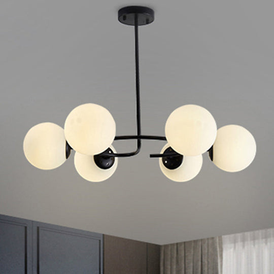 Modern White Glass Sphere Chandelier - Stylish Suspension Light For Bedroom