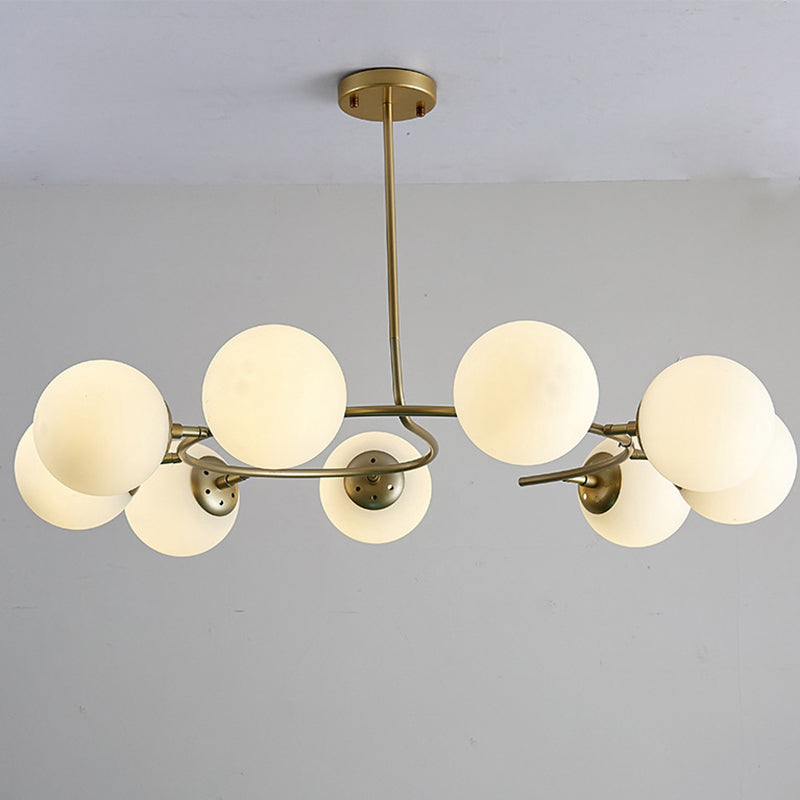 Modern White Glass Sphere Chandelier - Stylish Suspension Light For Bedroom