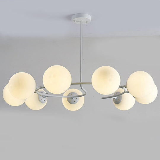 Modern White Glass Sphere Chandelier - Stylish Suspension Light For Bedroom