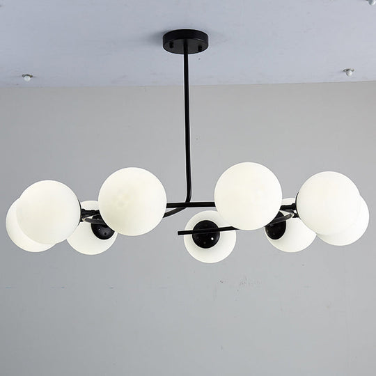 Modern White Glass Sphere Chandelier - Stylish Suspension Light For Bedroom 9 / Black