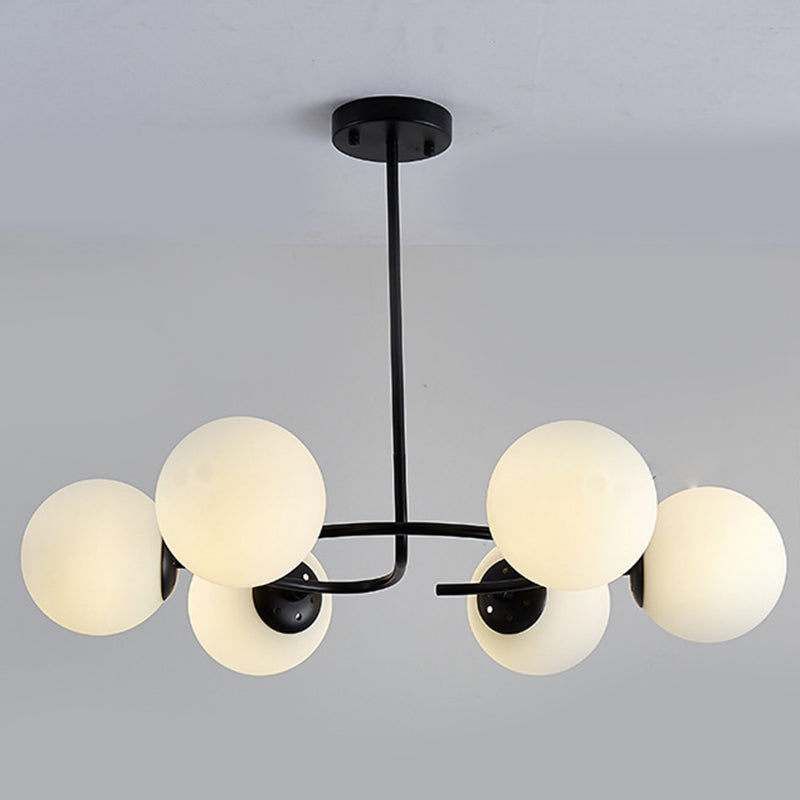 Modern White Glass Sphere Chandelier - Stylish Suspension Light For Bedroom 6 / Black