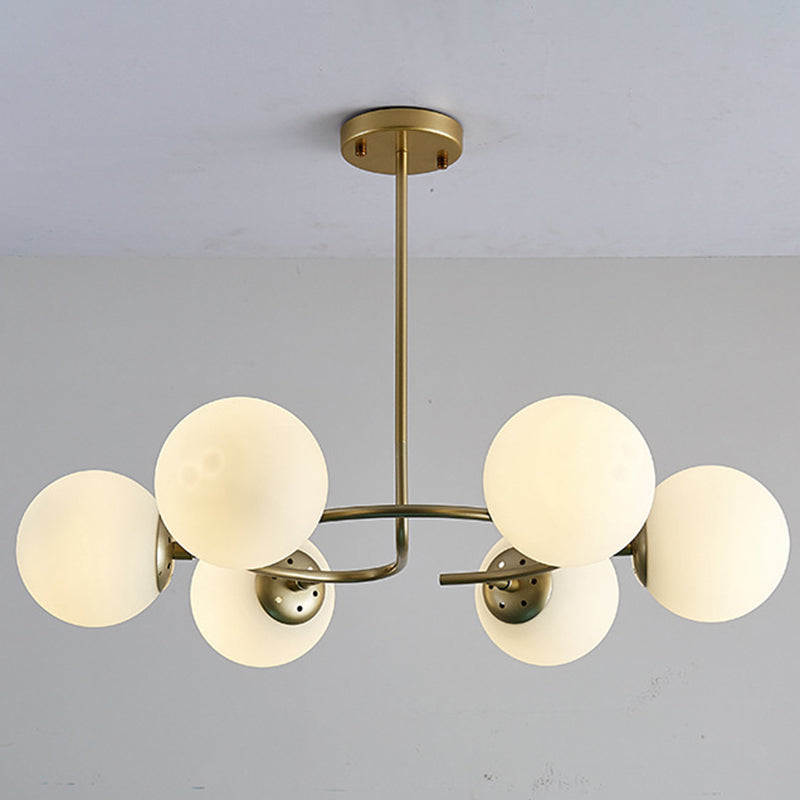 Modern White Glass Sphere Chandelier - Stylish Suspension Light For Bedroom 6 / Gold