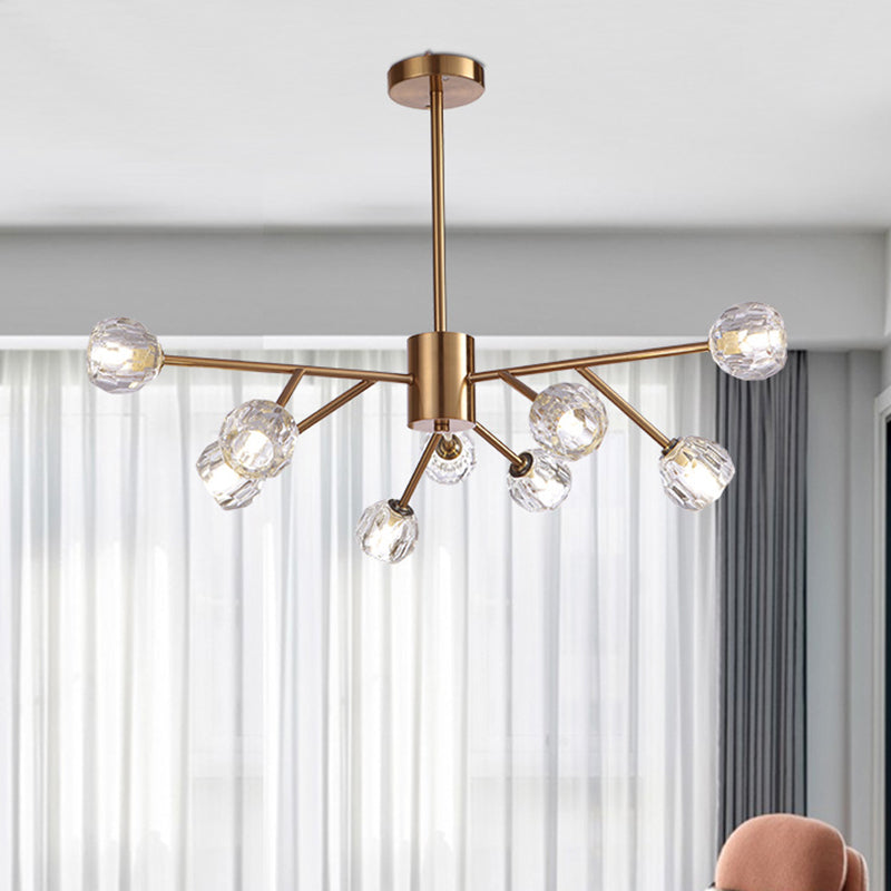 Contemporary Crystal Glass Chandelier - Stylish Spherical Ceiling Lighting For Living Room