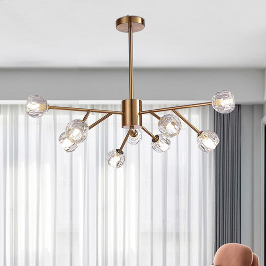 Contemporary Crystal Glass Chandelier - Stylish Spherical Ceiling Lighting For Living Room
