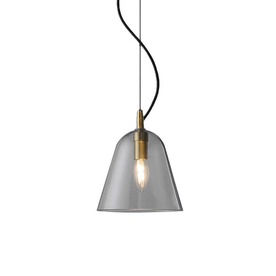 Modern Clear Glass Bell Pendant Light - Brass Finish, 1 Head Bathroom Hanging Lamp Kit