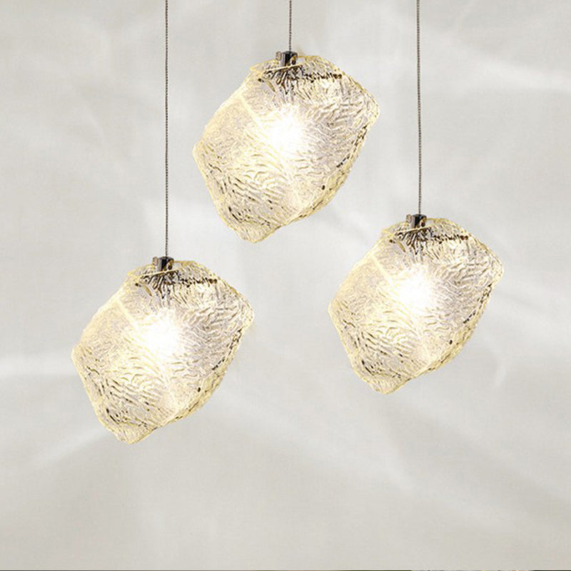 Ice Glass Hanging Ceiling Light - Minimalist Clear Pendant Lamp for Dining Room (1 Light)