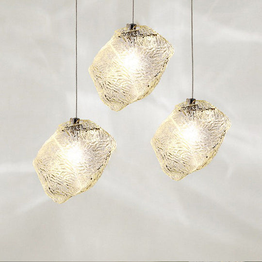 Ice Glass Hanging Ceiling Light - Minimalist Clear Pendant Lamp for Dining Room (1 Light)