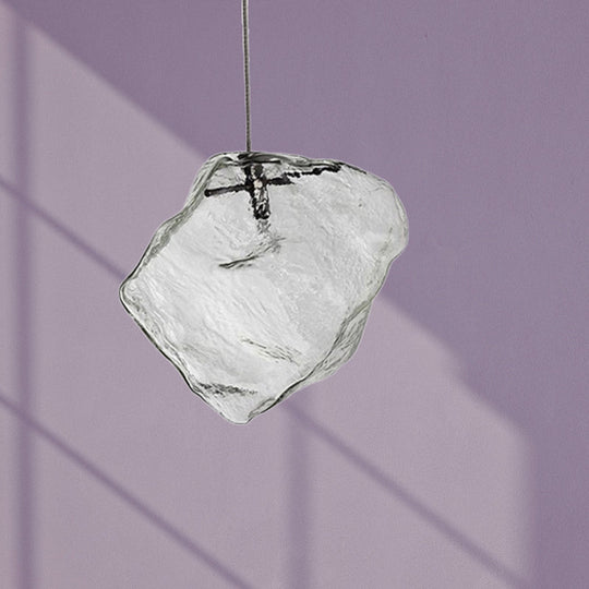 Minimalist Glass Pendant Lamp - Ice Hanging Ceiling Light For Dining Room