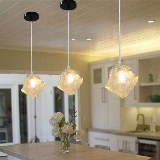 Minimalist Glass Pendant Lamp - Ice Hanging Ceiling Light For Dining Room
