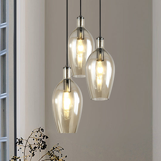 Modern Amber Glass Tulip Pendant Light - Stylish Hanging Ceiling Fixture for Dining Room