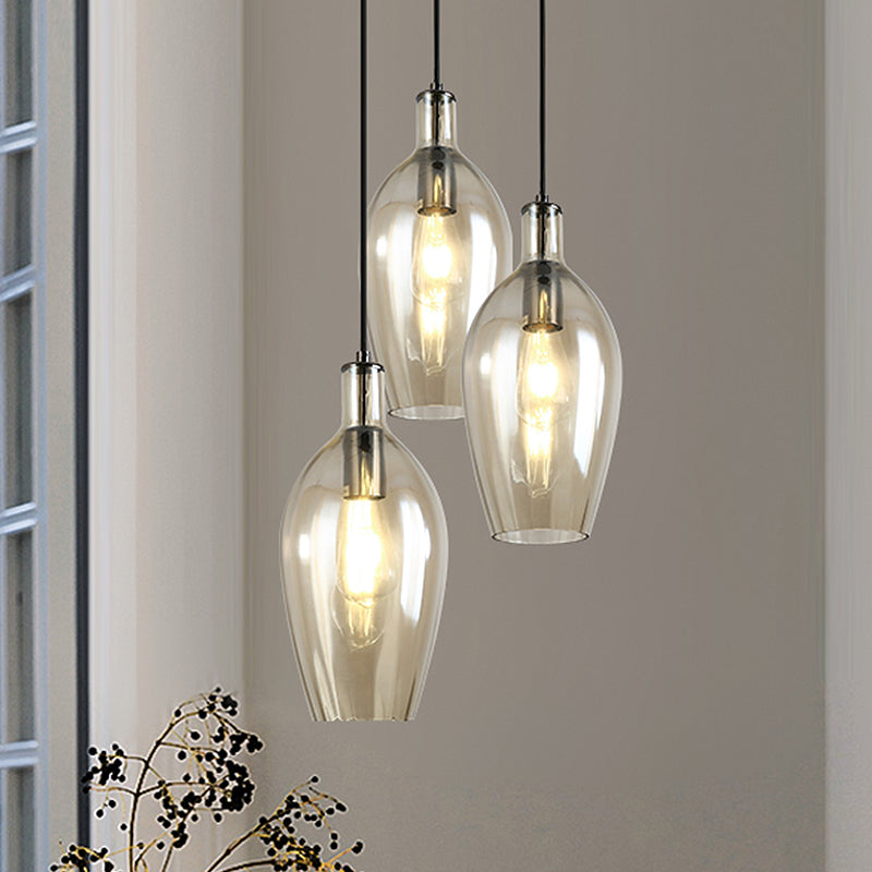 Amber Glass Tulip Pendant Light: Modern Hanging Ceiling Fixture For Dining Room (1 Head)