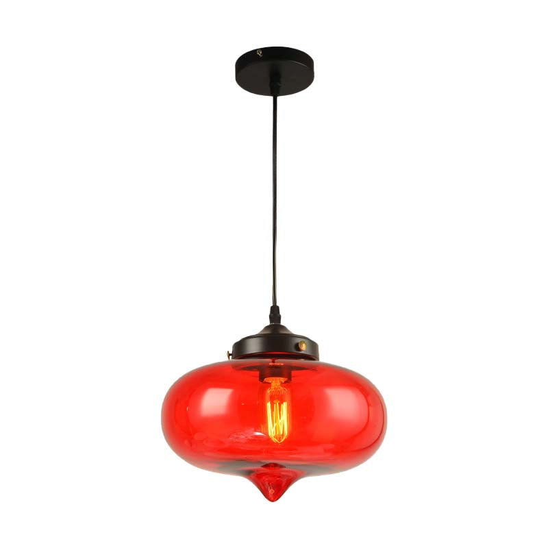 Modern Onion Pendant Light – Gray/Red/Yellow Glass – Ceiling Fixture for Restaurants