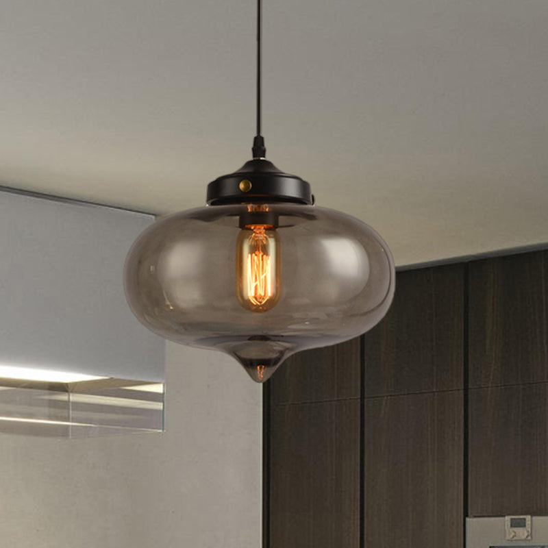 Modern Onion Pendant Light In Gray/Red/Yellow Glass For Restaurant Ceiling Fixture