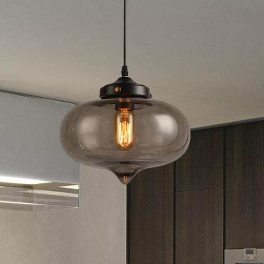 Modern Onion Pendant Light In Gray/Red/Yellow Glass For Restaurant Ceiling Fixture