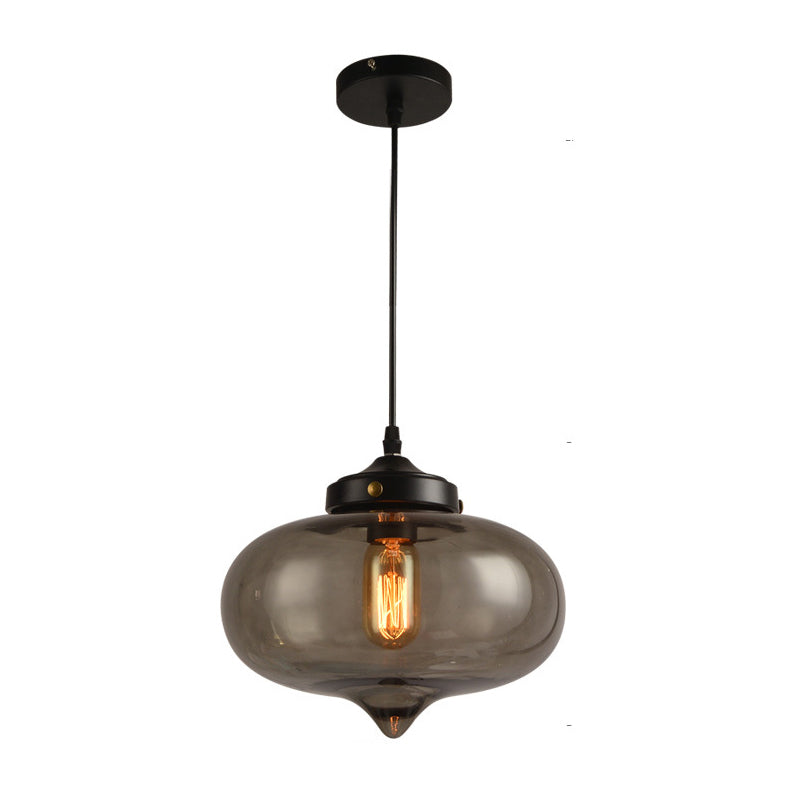 Modern Onion Pendant Light In Gray/Red/Yellow Glass For Restaurant Ceiling Fixture