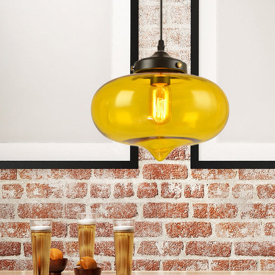 Modern Onion Pendant Light In Gray/Red/Yellow Glass For Restaurant Ceiling Fixture Yellow