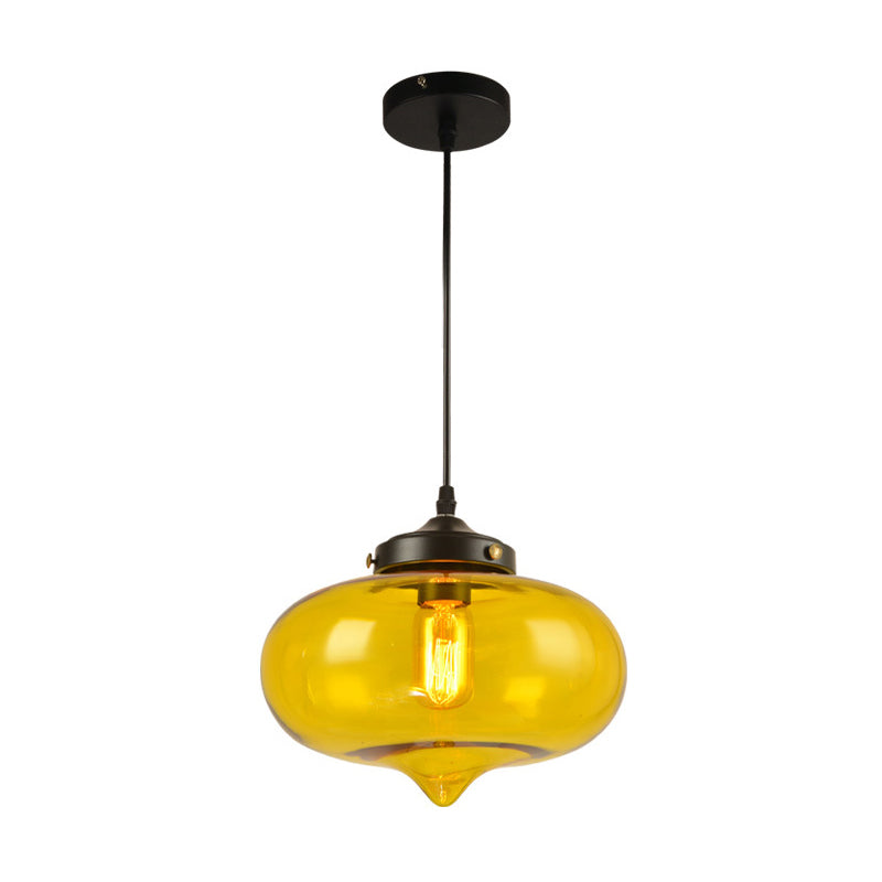 Modern Onion Pendant Light – Gray/Red/Yellow Glass – Ceiling Fixture for Restaurants