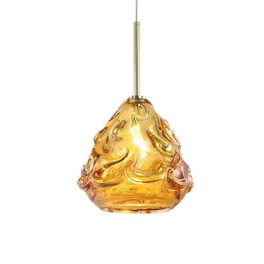 Contemporary Tan Hand Blown Glass Globe Pendant Hanging Lamp Ideal For Dining Room Lighting