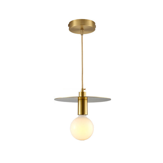 Modern Globe Pendant Light with White Glass and Gold Metal Shade - Ideal for Bedroom Hanging