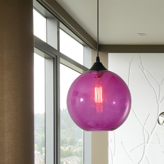 Macaron Glass Pendant Ceiling Light - Clear/Coffee/Red Dining Room Hanging Lamp Kit Purple