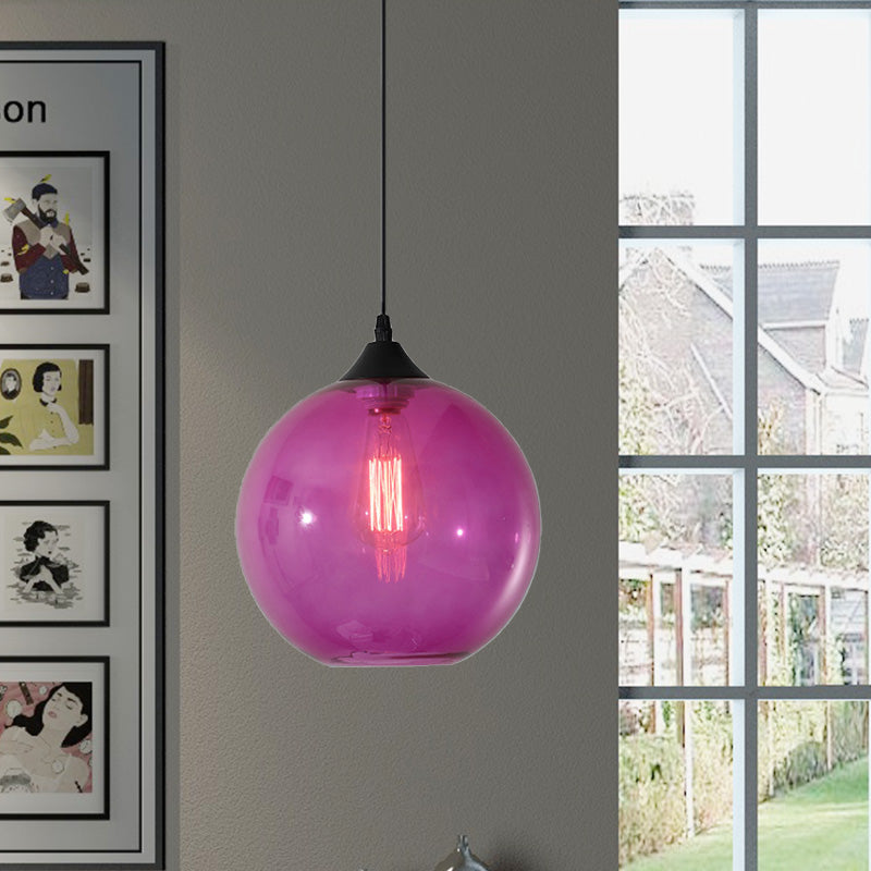 Macaron Glass Pendant Ceiling Light - Clear/Coffee/Red Dining Room Hanging Lamp Kit