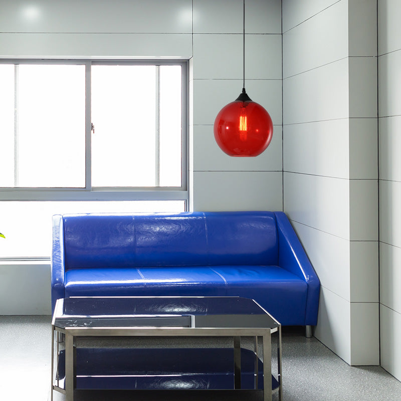 Macaron Glass Pendant Ceiling Light - Clear/Coffee/Red Dining Room Hanging Lamp Kit