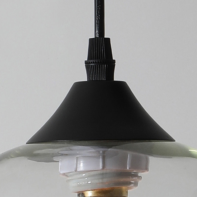 Dining Room Globe Pendant Ceiling Light - Macaron Glass, Clear/Coffee/Red, 1 Head Hanging Lamp