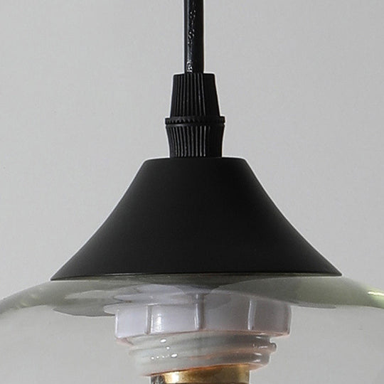 Dining Room Globe Pendant Ceiling Light - Macaron Glass, Clear/Coffee/Red, 1 Head Hanging Lamp