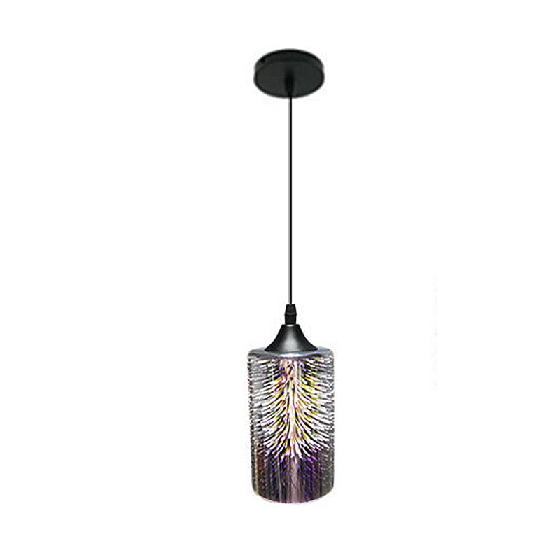 Modern 3D Colorful Glass Pendant Ceiling Light, 1-Head Black Hanging Lamp Kit