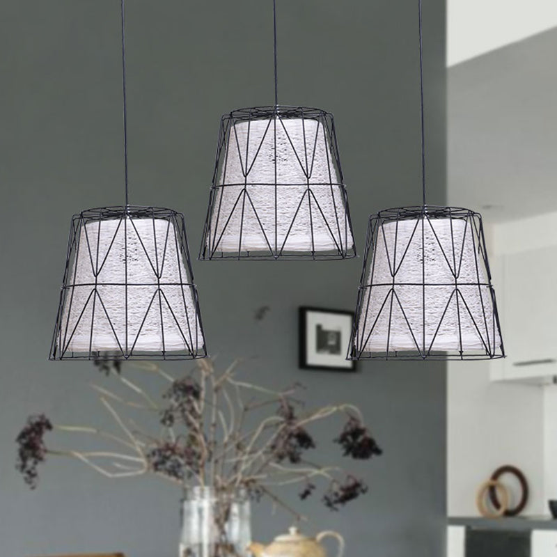 Rustic Lodge Style Ceiling Light: Bucket Pendant Lamp Metallic & Rope 1 Light