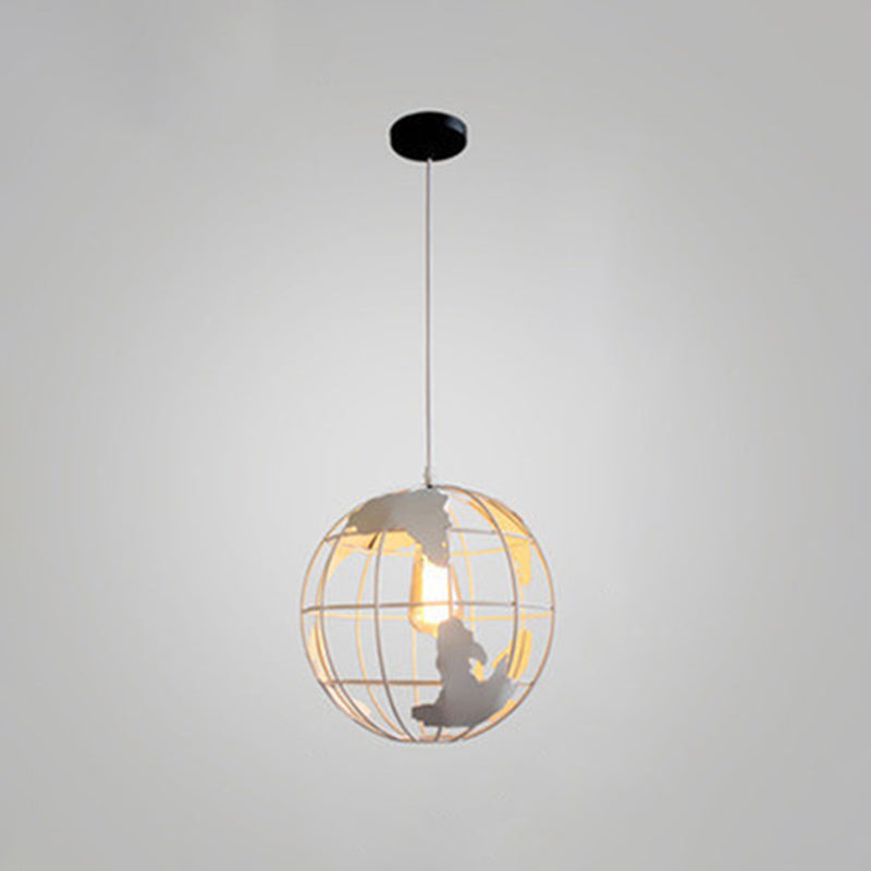 Industrial Metallic Pendant Light - Cage Globe Ceiling For Coffee Shop White / 8